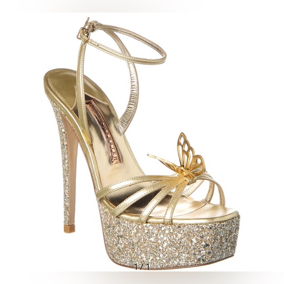 Sophia Webster Mariposa Leather & Glitter Butterfly Platforms - Picture 12 of 13